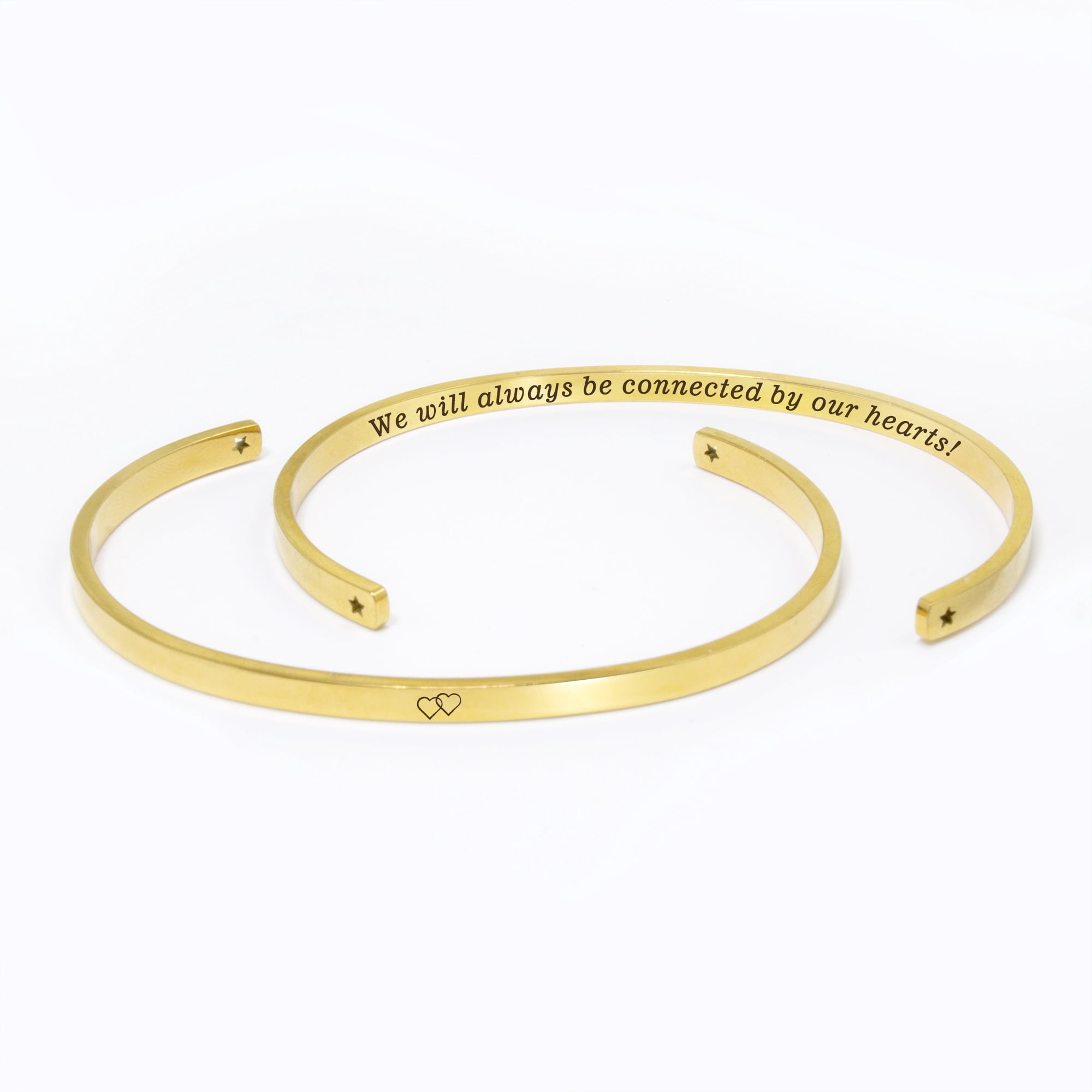 "We will always be connected…" Adjustable Gold Stainless Steel Cuff Bangle Mother's Day Gift Set