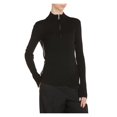 thumbnail image 1 of MONCLER Womens Black Ribbed Quarter Zip Long Sleeve Mock Neck Sweater L, 1 of 1