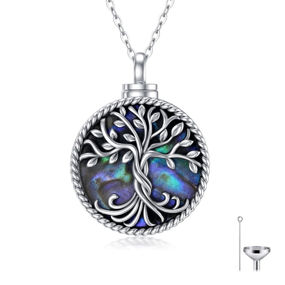 WINNICACA Tree of Life Urn Necklaces Sterling Silver Cremation Jewelry Memorial Keepsake with Funnel Filler Birthday Anniversary Mothers Valentines Day Gifts for Women