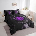 thumbnail image 3 of Castle Fairy Girls Purple Rose Twin Bedding Sets,Chic Floral Bedding Comforter Set, 3 of 8