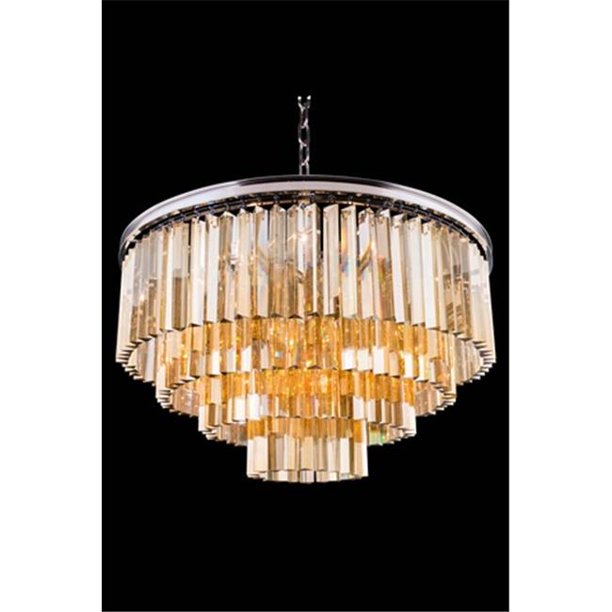 Elegant Lighting 1201d32pn Gt Rc 32 Dia X 23 5 H In Sydney Pendent Lamp Polished Nickel 44 Royal Cut Golden Teak Crystals Walmart Com Walmart Com