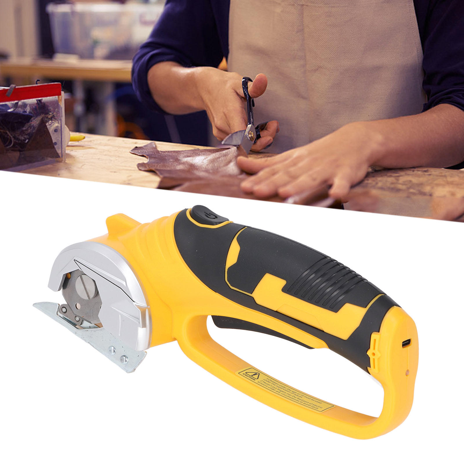 YAHHU Cordless Electric Scissor Cutter with LED Light, Automatic Sharpening, Safety Lock – Ideal for Carpet, Fabric, Leather & Cardboard