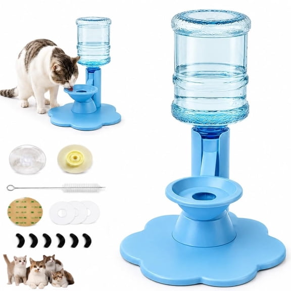 Gravity Cat Water Dispenser Stand - Spill-Proof Portable Pet Feeder,Pet Water Bowl Base with 3 Suction Cups Filter-Free No Electricity Automatic Waterer Attachment for Standard Bottles