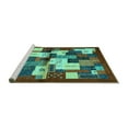 thumbnail image 2 of Ahgly Company Machine Washable Indoor Square Abstract Turquoise Blue Contemporary Area Rugs, 3' Square, 2 of 4