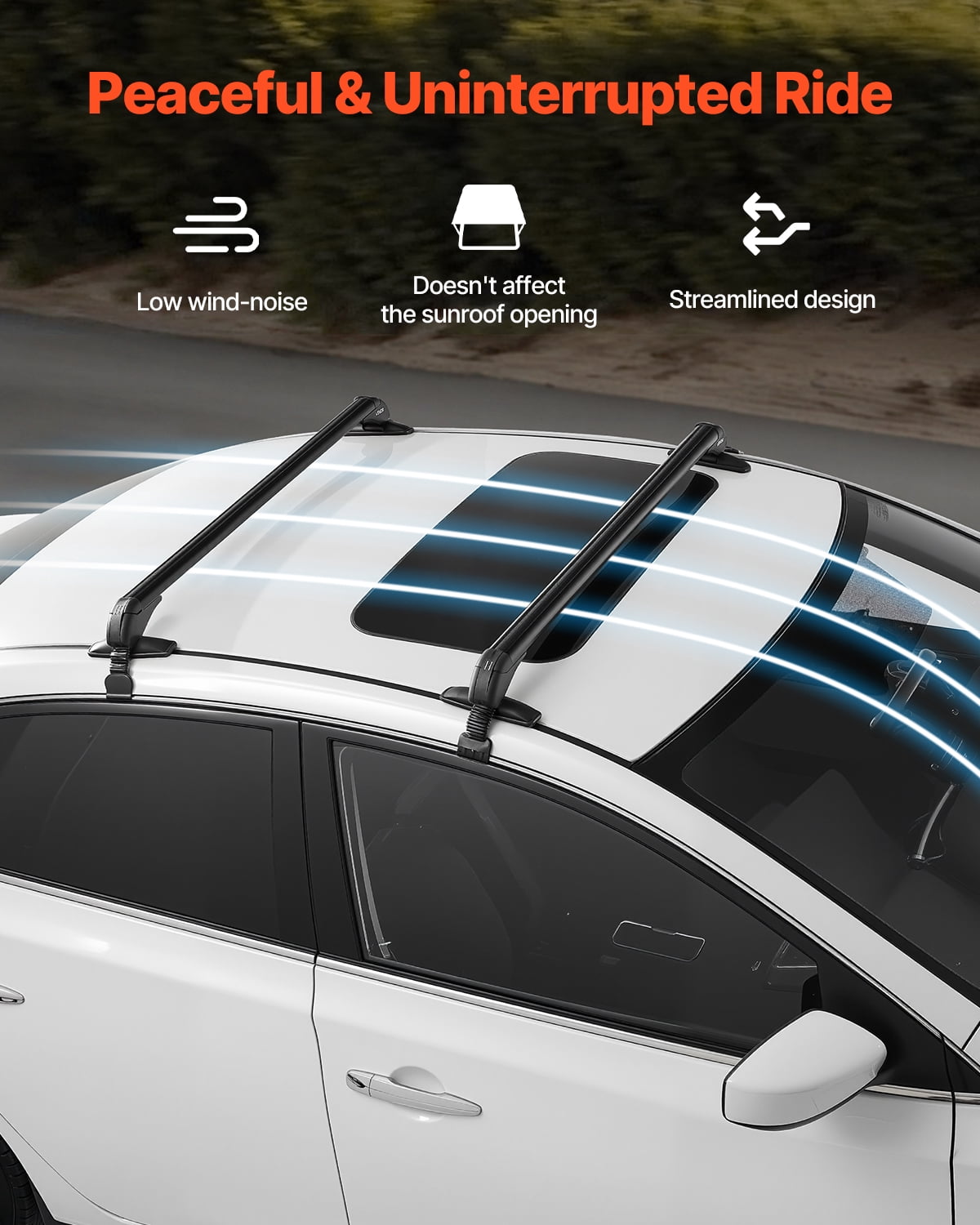 VEVOR Roof Rack Cross Bars, Universal Fit for Naked Roofs Without Raised Rails/Flush Rail/Black Moldings, 165 LBS Capacity,Lockable Heavy Duty Aluminum Crossbar Racks Roof Rail Rooftop Luggage Canoe
