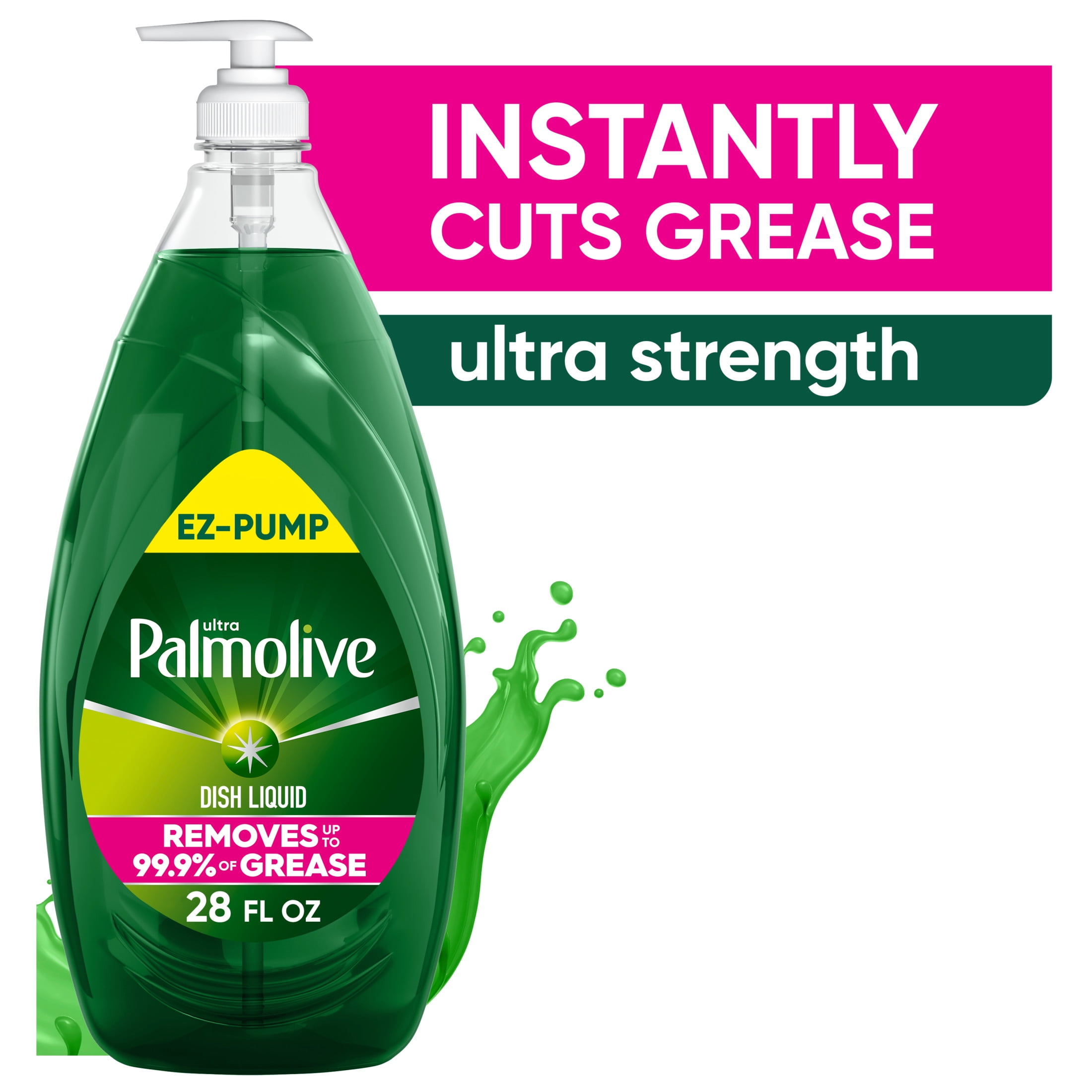 (4 pack) Palmolive Ultra Strength Liquid Dish Soap, Grease Cutting, 28 fl oz EZ-Pump, EZ-Clean Bottle