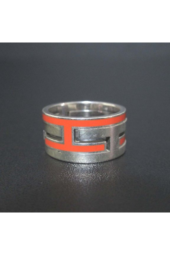 Pre-Owned HERMES Move Ash Ring, 925SV, Silver x Orange, Women's