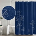 thumbnail image 4 of Navy Blue Flowers Shower Curtain Set - 48" x 72" Washable Bathtub Curtain with 12 Hooks, Rustic Abstract Floral Simple Art Waterproof Fabric Stall Shower Curtains for Bathroom/Bathtub Décor, 4 of 6