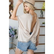 Open Back Wide Sleeve Shorsleeve Top L