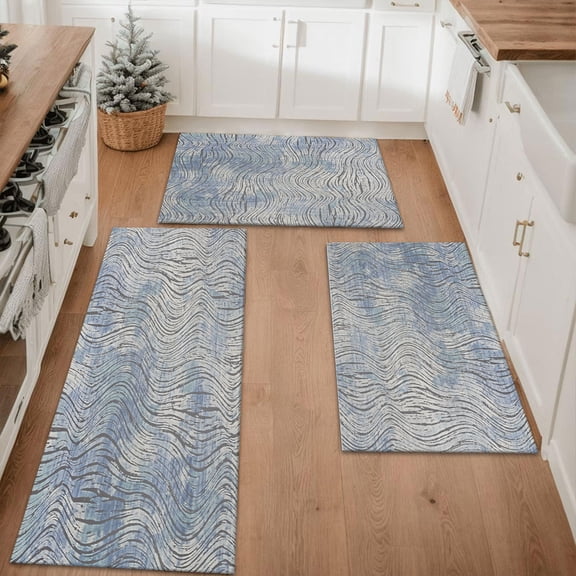 Floral Kitchen Rugs Sets of 3, Non Slip Kitchen Rugs and Mats Washable Farmhouse Kitchen Rugs Floral Kitchen Floor Mat Carpet Runner Rugs for Hallway Laundry Room