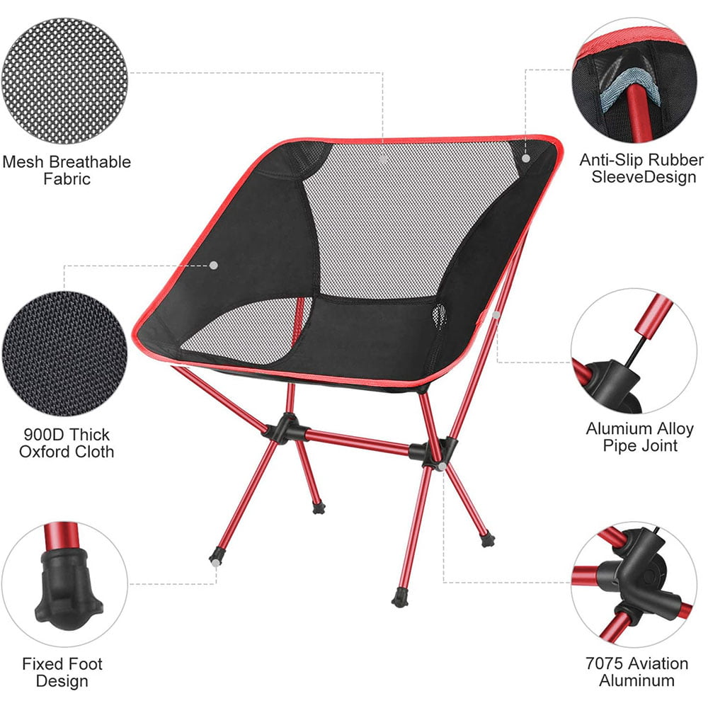 Moon Folding Chair, Aluminum Alloy Camping Chair, Compact Backpack Chair, Small Folding Chair, Lightweight Backpack Chair, Bag for Outdoor, Camping, Picnic, Hiking