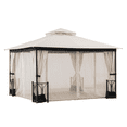thumbnail image 3 of Sunjoy Bloomsbury 11 ft. x 13 ft. Beige and Black Steel Gazebo with 2-tier Hip Roof with Mosquito Netting and Curtain, 3 of 5