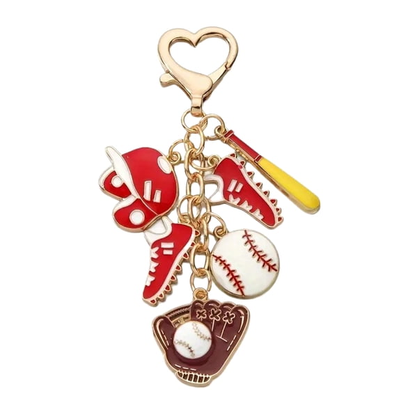 Adorable Baseball Keychain Charm Pendant with Round Tail Buckles Portable Special Gifts for Kids Teens and Adults