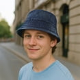 thumbnail image 5 of TOPTIE Washed Denim Bucket Hat Packable Unisex Summer Cap for Beach, Fishing & Travel-DarkBlue, 5 of 7