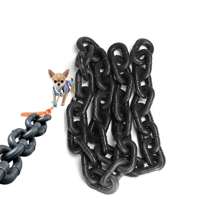 Iron Paw Chain Leash Lightweight Big Chain Leash for Small Dog Funny Plastic Imitating Iron Chains Looks Strong and Heavy for Small Dog/Cat Photo Props 4.9/6.5/9.8ft (Black L-2m)