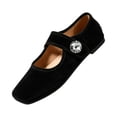 thumbnail image 2 of HTHLVMD Ballerines Mary Jane en Suède, Chaussures à Boucle en Strass, Chaussures Décontractées Confort pour Femmes, Ballerines Classiques pour Femmes à Bout Rond avec Bride à Boucle Sécurisée pour un Port Quotidien Confortable et Stylé, Noir 8.5, 2 of 5