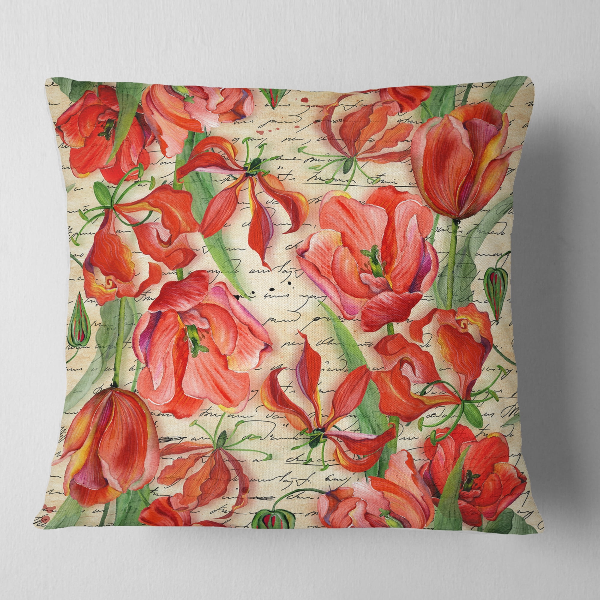 Designart 18" x 18" Red Polyester Throw Pillow