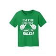 thumbnail image 1 of Je Suis l'Aîné, Je Fais les Règles T-Shirt en Coton pour Enfants - Vert Trèfle - Petit, 1 of 1
