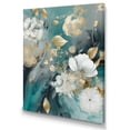 thumbnail image 2 of Designart "Golden Blue Marble Flowers II" Floral Wall Art Print, 2 of 5