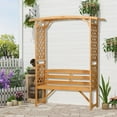 thumbnail image 5 of GVN Patio Bench Weatherproof Outdoor Bench,Patio Garden Bench, Wooden Bench, Outdoor Bench for Vines/Climbing Plants, Brown, 5 of 10