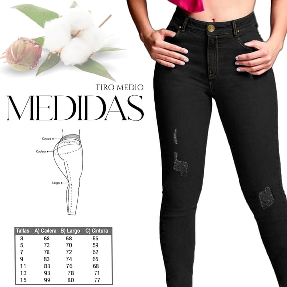 Jeans Dama Shendy Vendy Stretch Mezclilla Levanta Pompa Tiro Colombiano