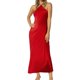 thumbnail image 1 of Vestido de noche de satén para mujer tallas grandes - Elegante cuello en V, diseño en la cintura, vestido de fiesta para bodas - Tallas XS-L, tejido con brillo lujoso, 1 of 5