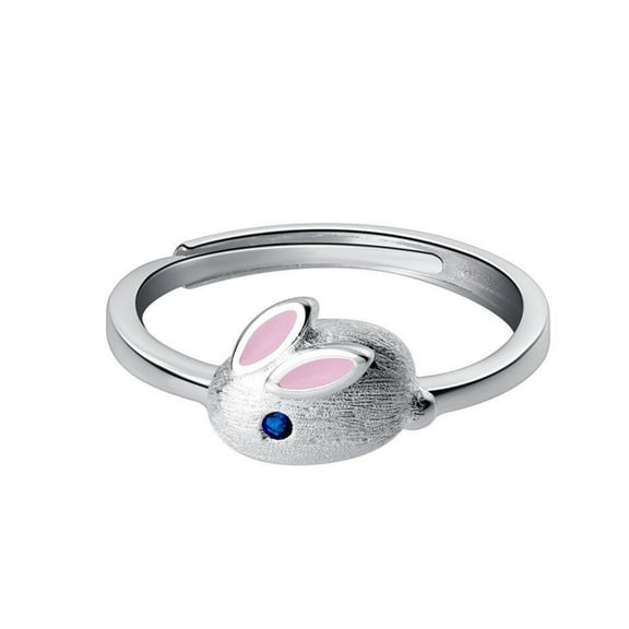 Lifetechs Women Ring Opening Adjustable Silver Color Polished Rabbit Bunny Animal Ladies Finger Ring Jewelry