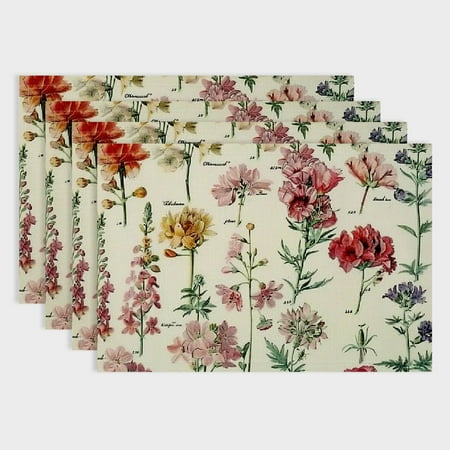 

Fenyluxe Flowers Table Mats Set of 4 Linen Cloth Placemats for Elegant Dining and Home Decoration 18x12in