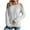 Gray, variant on WREESH Womens Fashion Knit Sweaters V-Neck Loose Solid Color Long Sleeve Off-The-Shoulder Button Fallow Tops Pullover Light Blue