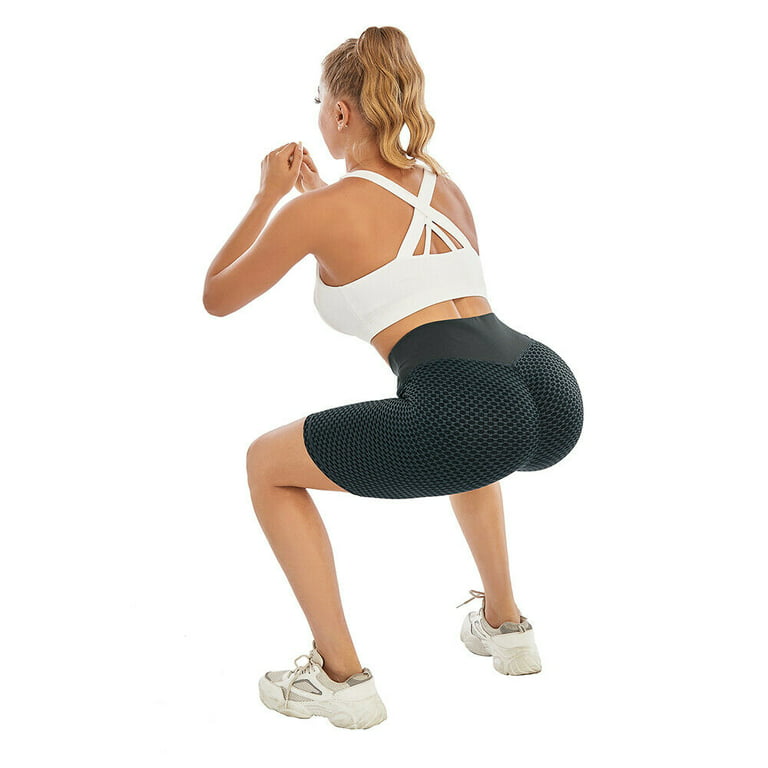 Women Yoga Shorts High Waist GYM Hot Pants Scrunch Butt Honeycomb Workout  Booty