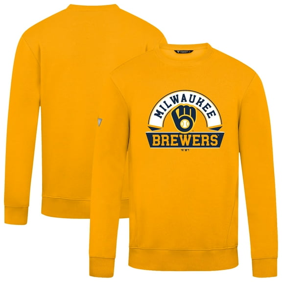 Men's Levelwear Gold Milwaukee Brewers Zane Banner Arch Sweatshirt