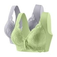 thumbnail image 2 of 2pc Lace Bras for Women Front Closure No Underwire Padded Bras Full Coverages Seamless Push up Bralette New Seamless Bras for Women Large Bust Gray L, 2 of 9