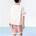 thumbnail image 4 of CHUMUD Garçons Filles Uniforme de Rentrée Chemise de Golf pour Enfants et Ensemble de Shorts 2 Pcs Tenue d'Été à Blocs de Couleur Décontractée 4-16 Ans, 4 of 7