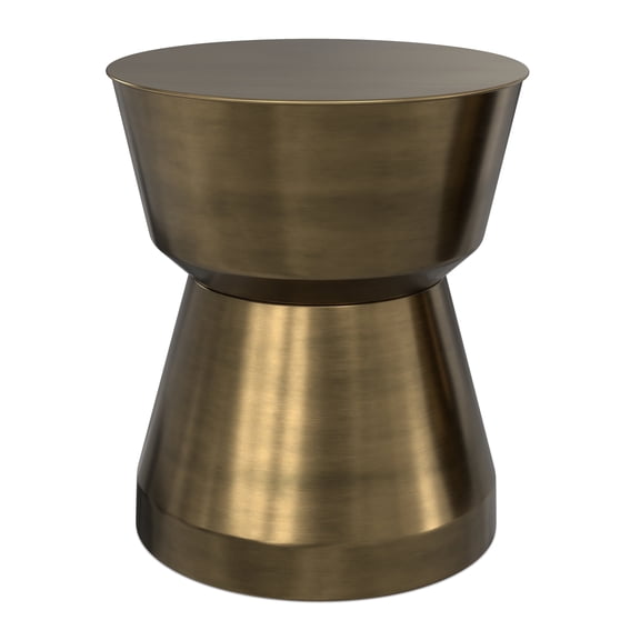 Simpli Home Allegra 16 inch Wide Modern Metal Side Table in Antique Brass Iron, Assembled