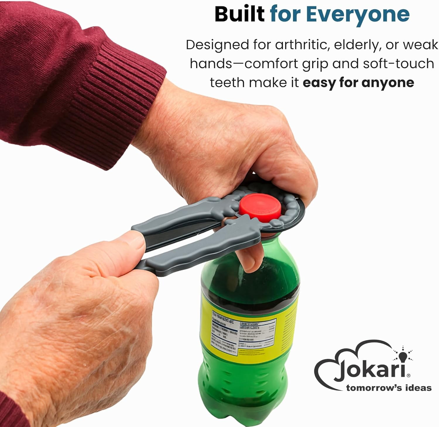 Multi Bottle Opener for Jars Bottles and Cans 3 in 1 Easy Grip Lid Weak Hands Twist Caps Pull Tabs Pop Tops Small Lids Arthritis Aid Manual Kitchen Tool Black
