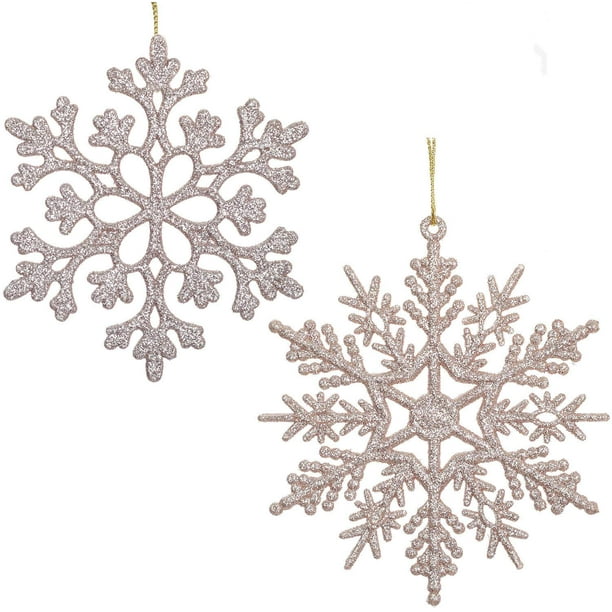 Coolmade Blush Gold Glitter Snowflake Plastic Christmas Decorative