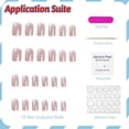 thumbnail image 4 of Uñas postizas cortas cuadradas de color rosa grisáceo con efecto ojo de gato brillante, reutilizables, con pegamento, juego de 24 piezas., 4 of 5