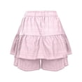 thumbnail image 5 of MIXUE Womens Skirts Solid Color Summer Fashionable Sexy Drawstring Pleated Wide Leg Casual Mini Skirt Daily-Wear,Pink,XL, 5 of 9