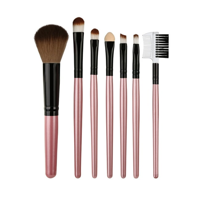 Fiudx 7 Brochas de Maquillaje de Madera, Brochas para Sombras de Ojos, Brochas para Difuminar Cosméticos.