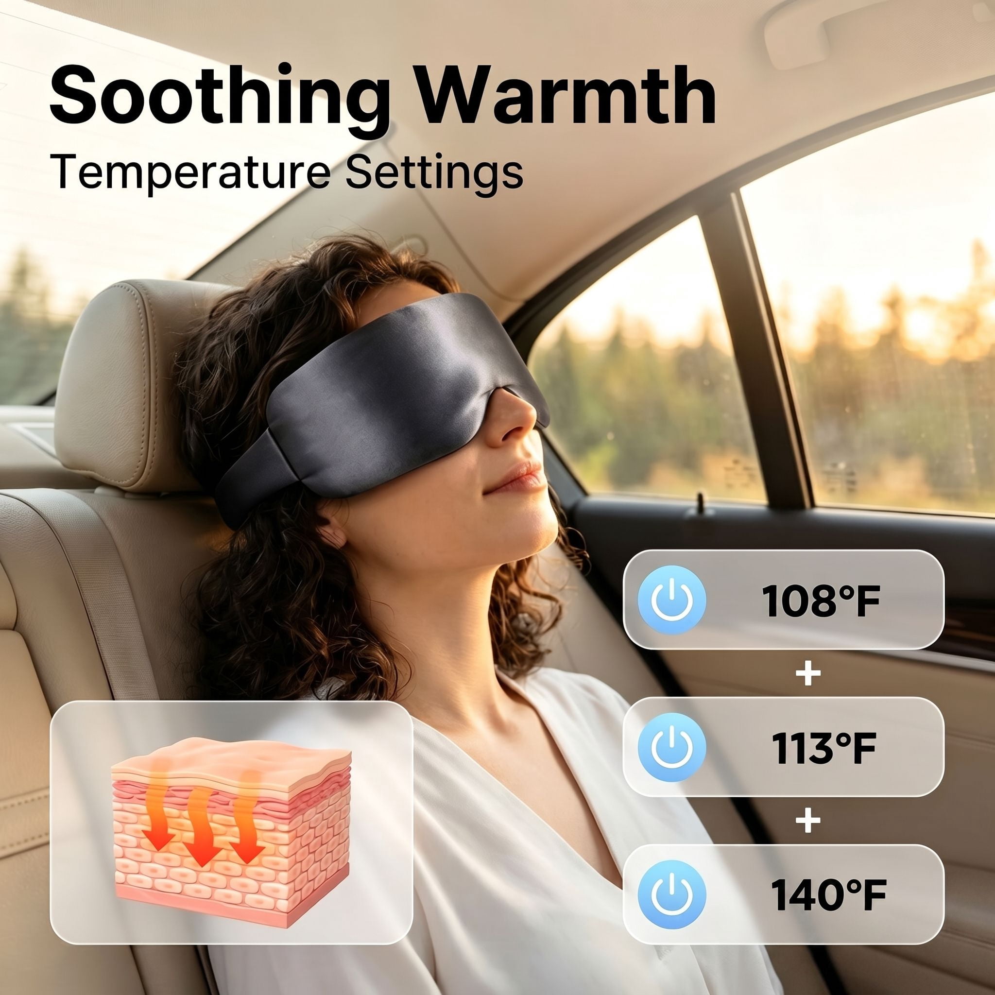FACEMOON Cordless Silk Heated Eye Mask for Dry Eyes Comfort Rechargeable Moist Heat Warm Compress Washable Travel Gray