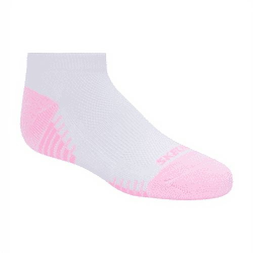 Skechers Kids Girls' 6 Pack 1/2 Terry Low Cut Socks, White/Light Pink, 7-8.5