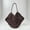 coffee color, variant on Summer Straw Woven Tote Bag, Fashion Retro Color-blocked Splicing Shoulder Bag, Casual Versatile Hollowed-out Beach Vacation Bag