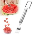 thumbnail image 2 of AKEGAMN 2 In 1 Stainless Steel Fruit Cutter 2024 Upgraded Kitchen Gadget Watermelon Fork Slicer Cutter Slicer Tool Head Fruit Forks Slicer Watermelon Cutter Fork Fruit Forks S, 2 of 7
