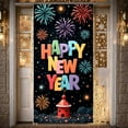thumbnail image 3 of Colorful Happy New Year Banner Festive New Year Display Firework Design 3D Lettering Holiday Backdrop for New Year Party Holiday Celebration Indoor Decoration, 3 of 9