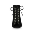 thumbnail image 6 of BLISSFUL STEP Women's Peep Toe Lace Up Block Heel Ankle Boots, 6 of 7