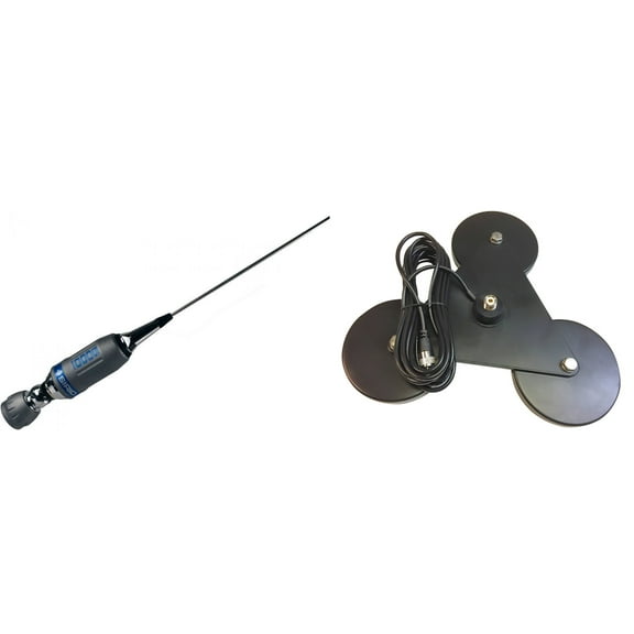 Combo Kit: Sirio Turbo 5000 PL 10M CB Trucker Antenna with Heavy Duty Triplex Mag Mount with Coax