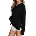 thumbnail image 2 of Women'S Long Sleeve Top Pullover V Neck Casual Loose Sweatshirt Black XL, 2 of 8
