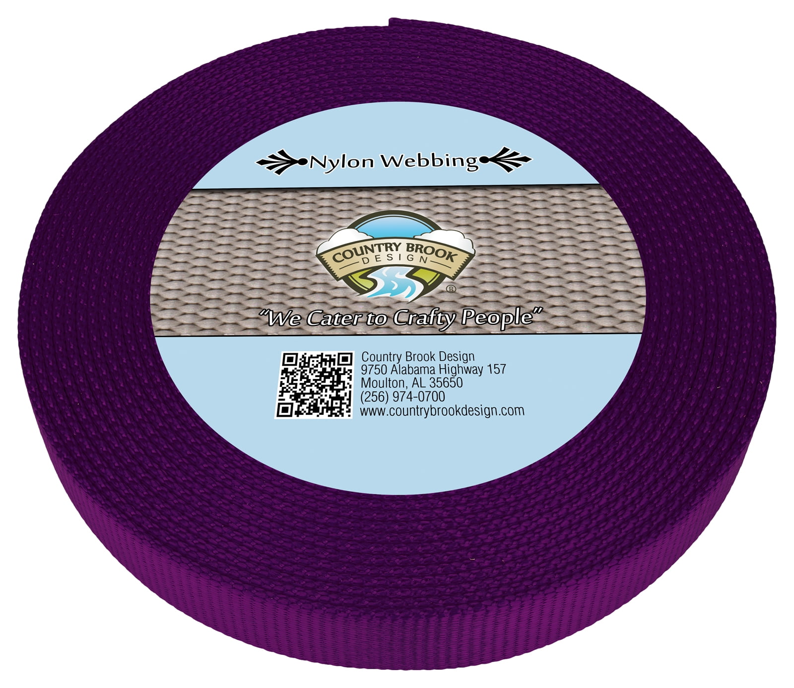 10 Yards Country Brook Design® 1 Inch Purple Heavy Cotton Webbing 