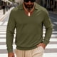 thumbnail image 4 of pstuiky camisetas de manga larga para hombre, Blusa informal de manga larga con cuello en V y solapa para hombre, de color liso top de hombre xl, 4 of 6