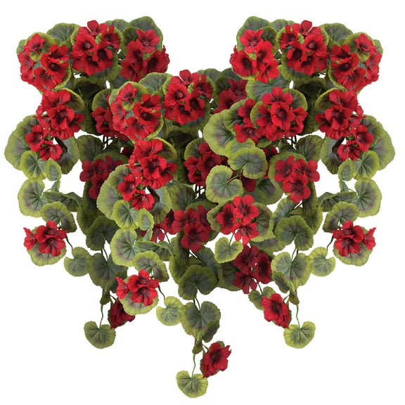 Red Geranium Hanging Stem by OakRid by OakRidge, Set of 3